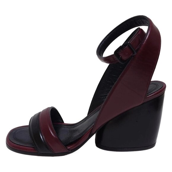 CELINE - Bordeaux Black Leather Women's Sandals 156-071125 - Picture 1 of 6